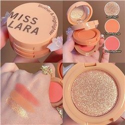 Хайлайтер-румяна для лица Miss Lara 3 colors Blush Makeup Palette тон 02