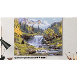 Картина по номерам на холсте 50х40 см. «Водопад в горах». TM Selfica
