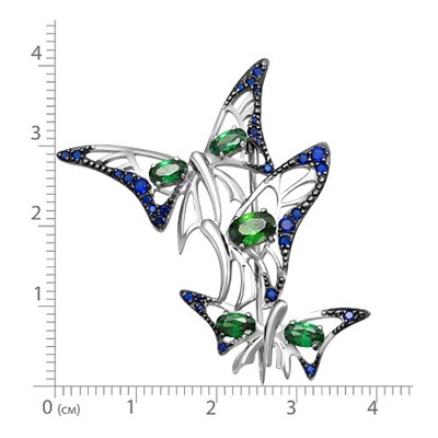 Серебряная брошь "Бабочки" - 975