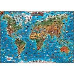 Карта мира для детей настенная 130 см