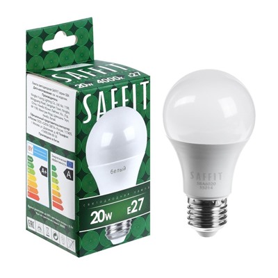 Лампа светодиодная SAFFIT, 20W 230V E27 4000K A60, SBA6020