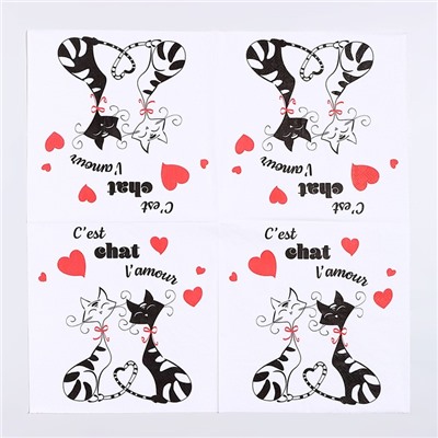 Салфетки бумажные «Замурчательная любовь», 33х33 см, набор 20 шт