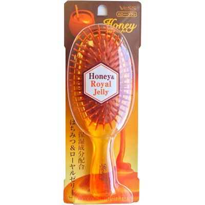 Щетка массажная VeSS Honey Brush, для увлажнения и блеска волос, с мёдом и маточным молочком пчёл, круглая.
