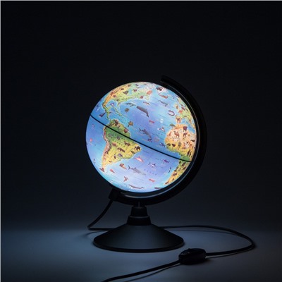 Глобус Зоогеографический (Детский) 210 мм с подсветкой