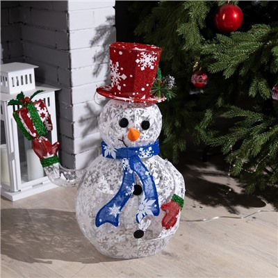 Светодиодная фигура «Снеговик» 33 × 65 × 27 см, металл, текстиль, 220 В, свечение мульти