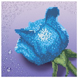 Алмазная мозайка без подрамника Синяя роза 25х25