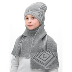 Комплект зимний для мальчика шапка+шарф Лекс (Цвет светло-серый), размер 54-56