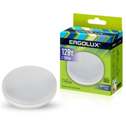 Ergolux LED-GX53-12W-GX53-6K 12Вт GX53 6500К 180-280В /1/10/100/