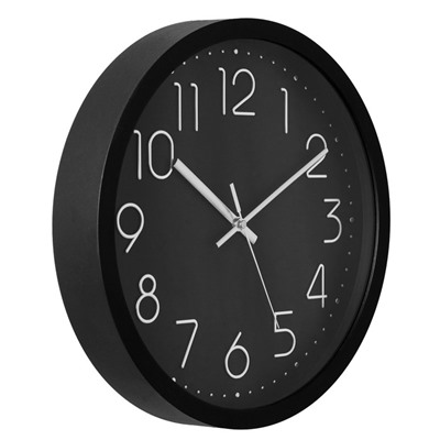 Часы настенные, серия: Классика, плавный ход, d-30.5 см, черные, цифры серебро