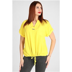 Блузка женская желтого цвета с брошью