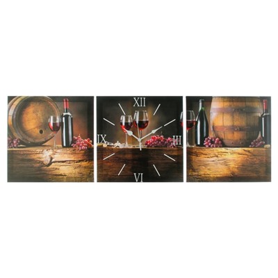 Часы настенные, модульные, серия: Интерьер, "Вино", 35х110  см