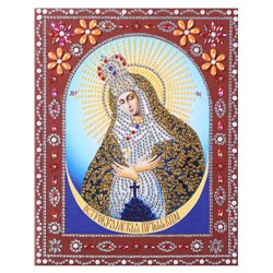 Алмазная живопись икона фигурными стразами Пресвятая Богородица Остробрамская 20х25