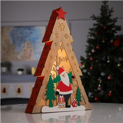 Светодиодная фигура «Дед Мороз» 29.5 × 45 × 7 см, дерево, батарейки AAAх2 (не в комплекте), свечение тёплое белое