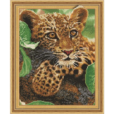 Алмазная картина на подрамнике Взгляд леопарда 40х50
