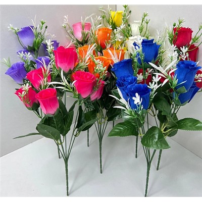 Цветы искусственные декоративные Розы в ассортименте (6 бутонов) 36 см