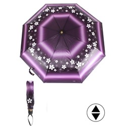 Зонт женский ТриСлона-L 3821 В,  R=58см,  суперавт;  8спиц,  3слож,  набивной "Эпонж",  фиолет  (цветы)  260760