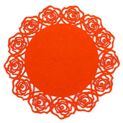 Салфетка под горячее (сервировочная) "Розовый кант" д38см фетр, цвет - оранжевый (Китай)