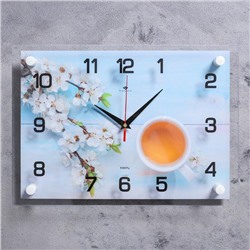 Часы настенные, интерьерные "Чай с цветами" 25х35 см, бесшумные