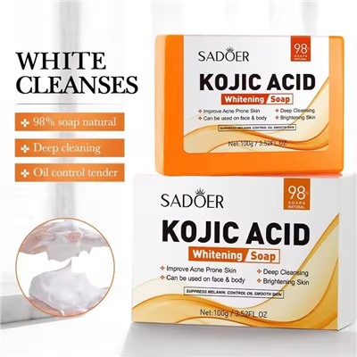 Отбеливающее мыло для лица и тела с койевой кислотой Sadoer KOJIC ACID, 100гр