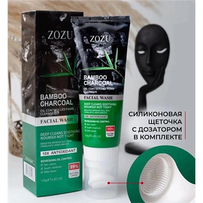 Zozu Пенка для умывания со щеточкой Bamboo Charcoal 120гр