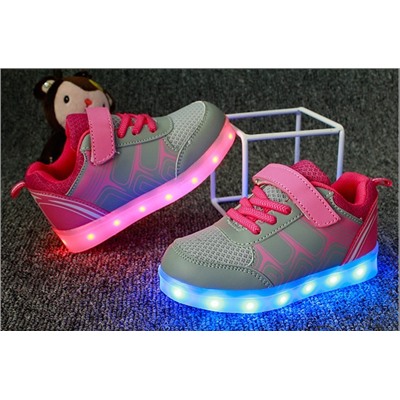 Светящиеся кроссовки с LED подсветкой детские 1168, цвет Серый