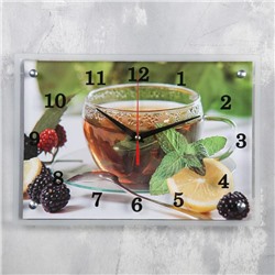 Часы-картина настенные, серия: Кухня, "Чай с лимоном и ежевикой", 25х35  см