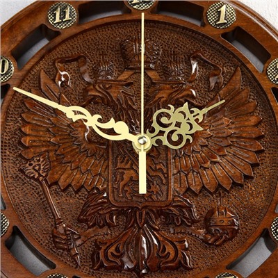 Часы ручной работы "Герб", 30 см, массив, Армения