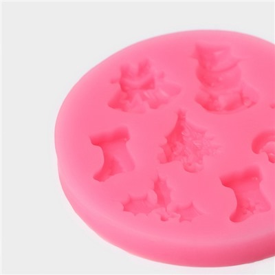 Силиконовый молд «Новогодняя атрибутика», 6,5×6,5 см, цвет розовый