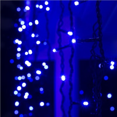 Гирлянда «Бахрома» 3 × 0.9 м, IP44, УМС, тёмная нить, 232 LED, свечение синее, 220 В