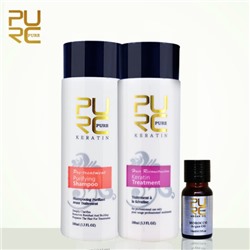PURC Комплекс для кератинового восстановления волос 100мл+100 мл с аргановым маслом 10 мл