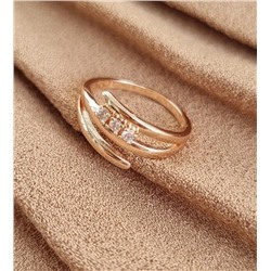 Кольцо коллекция Дубайское золото, покрытие позолота, цвет 18 К, р-р.19, арт.215.039-19
