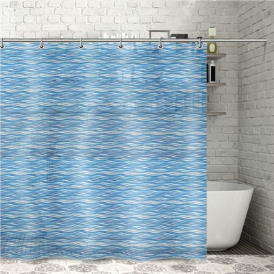 Штора для ванной 180×180 см "Бриз", цвет синий