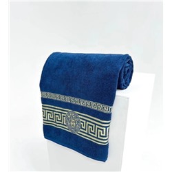 Махровое полотенце для бани синий 100х150см