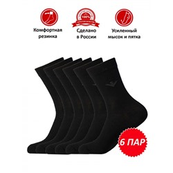 Набор носков мужских НКЛВ-20 черные, комплект 6 пар