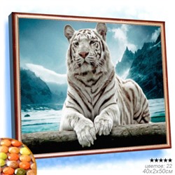 Алмазная мозаика на подрамнике 40x50 Белый тигр / YSG0341 /уп 30/
