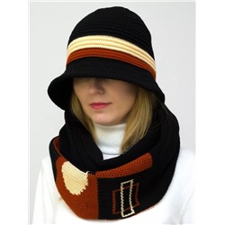 Комплект шляпа+снуд женский весна-осень Markiz (Цвет черный), размер 56-58, шерсть 30%