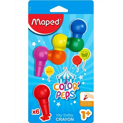 Maped. Мелки-конструктор пластиковые "Color'Peps Baby" фигурной формы  (6 цв) арт.863106