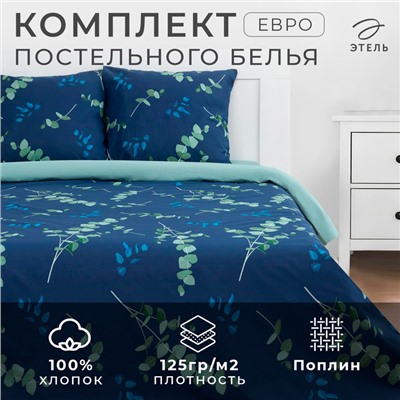 Постельное бельё Этель евро "Эвкалипт" 200х217 см,220х240 см,70х70 см -2 шт,поплин 125 г/м2