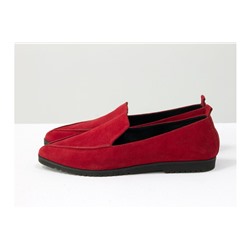 Облегченные туфли из натуральной замши ярко-красного цвета на утолщенной подошве черного цвета, Весенняя коллекция от Джино Фиджини, Т-1707-31