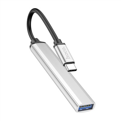 Хаб Type-C - USB Hoco HB26 4USB, 13см (silver)