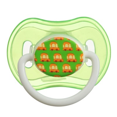 Соска - пустышка силиконовая ортодонтическая, от 3 мес., с колпачком, в контейнере, цвет желтый/зеленый