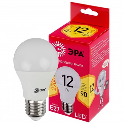 Лампа светодиодная ЭРА RED LINE LED A60-12W-827-E27 R Е27, 12Вт, груша, теплый белый свет /1/10/100/
