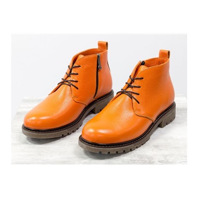Уникальные "солнечные" ботинки на шнуровке из натуральной итальянской кожи флотар ярко-оранжевого цвета, на тракторной подошве, Новинка весны 2019 от ТМ Джино Фиджини, Б-152-33