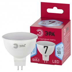 Лампа светодиодная ЭРА RED LINE LED MR16-7W-840-GU5.3 R GU5.3, 7Вт, софит, нейтральный белый свет /1/10/100/