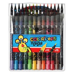 Maped. Набор для рисования "Color'Peps Monster" 12 флом. 15 пласт-х цветных .карандашей арт.984718