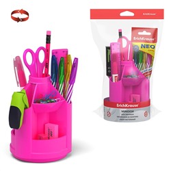 Набор настольный вращающийся пластиковый ErichKrause® Mini Desk, Neon Solid, розовый