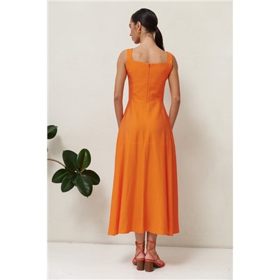 Оранжевое длинное платье