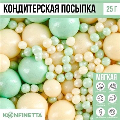 Посыпка кондитерская мягкая: белая, мятная, 25 г.