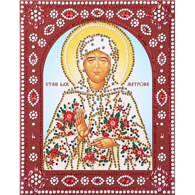 Алмазная живопись икона фигурными стразами Святая Блаженная Матрона 20х25