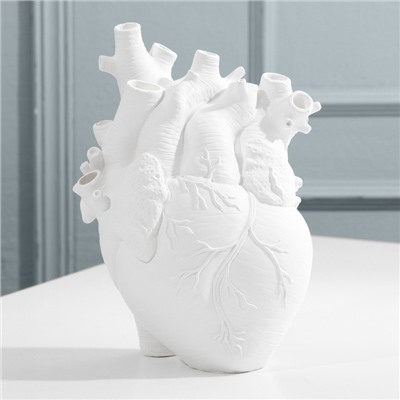 Ваза для цветов «Сердце» белое, 3 х 9 х 20 см